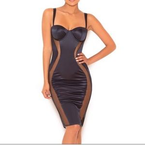 House of CB Micah Navy Mesh Satin Bustier Size S